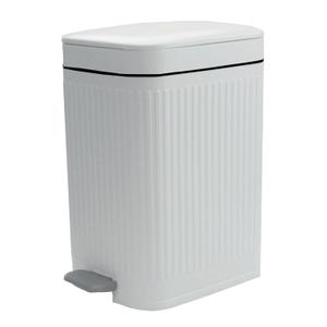 Feisco Small Trash Can with Lid,Small Bathroom Trash Can with Foot Pedal and Press Type Lid,Slim Step-On Trash Bin Wastebasket Garbage Can for Kitchen,Bathroom Office, Bedroom (White, 2.6 Gallon)