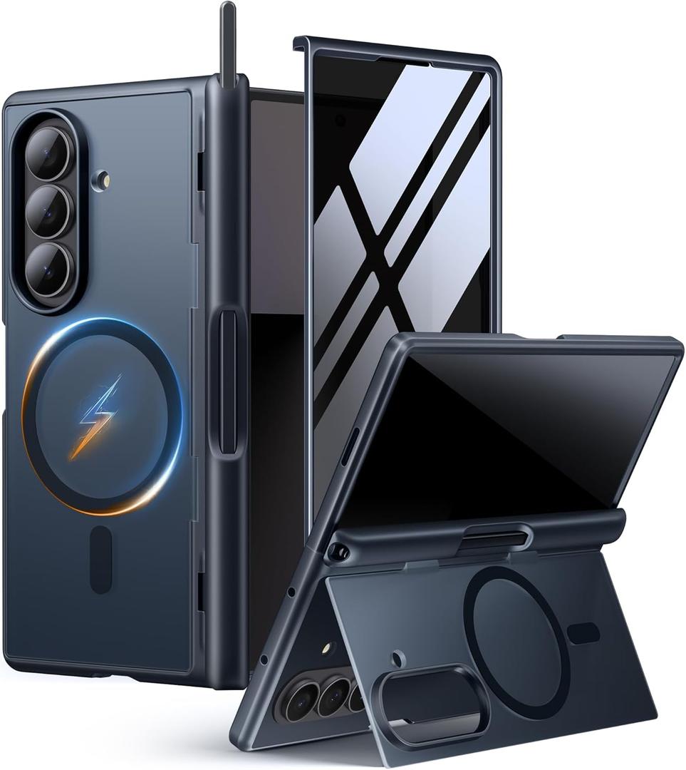 MOBOSI for Z Fold 7 Case with Stylus Pen [Compatible with Magsafe][Built-in Kickstand & Privacy Screen Protector & Full Body Hinge Protection & Pen Slot] Slim&Thin for Samsung Galaxy Z Fold7, Black