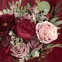 Floroom Burgundy Mauve Artificial Flowers Marsala Fake Roses Peonies and Greenery Combo Box Set for DIY Dark Red Wedding Bouquets Bridal Shower Centerpieces Floral Arrangements Party Tables Decoration