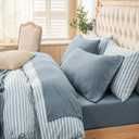 PURE ERA Jersey Knit 4pc Bed Sheet Set 100% T-Shirt Cotton Super Soft Comfy Breathable Fits Mattress Up to 20" Extra Deep Pocket (Heather Blueish Grey, King)