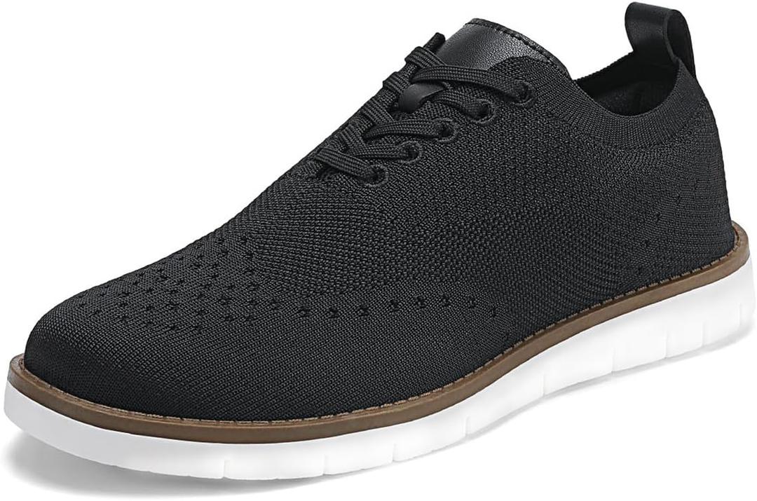 KESCOO Men's Casual Dress Shoes Comfortable Oxfords Fashion Business Footwear Mesh Walking Sneakers (12.5, Black)