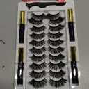 Alcastar Magnetic Eyelashes with Eyeliner Kit, Synthetic Fiber, Natural Look, Waterproof, No Glue Required (Black-Full Volume 10 Pairs)