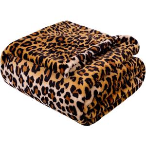 Vessia Leopard Throw Blanket for Couch, Bed, Sofa, Soft Cozy Yellow Cheetah Blanket for All Season Decor, Lightweight and Comfy Flannel Fleece Animal Throw for Kids Women Adults (50x40 inch)