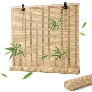 Premium Bamboo Shades for Indoor Windows, Waterproof Natural Roll Up Blinds for Outdoor Patio, 24" 36" 48" 60" 72", Privacy Bamboo Blinds for Interior Window Porch Decks(Natural Wide,23" W36 H)