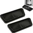2 Pack Silicone Refrigerator Drip Tray Mat, Cuttable Drip Catcher Pan for Whirlpool, GE, Samsung Fridge Water Dispenser, Anti-Spill Protector Liner (Black)