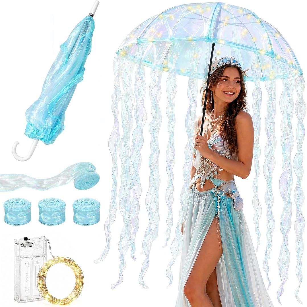 Dansydaisy Jellyfish Umbrella Costume LED DIY Halloween Cosplay