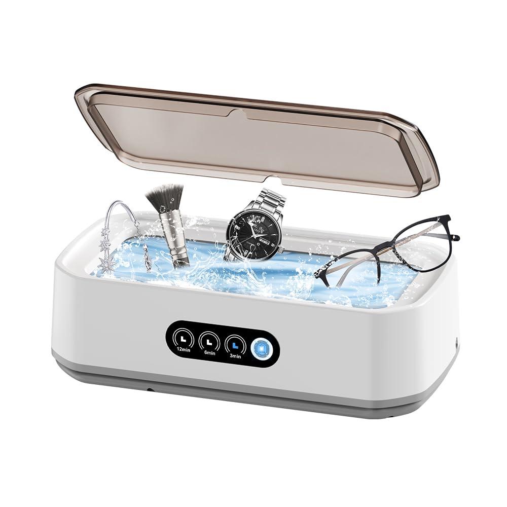 Ultrasonic Jewelry Cleaner, Upgraded 49KHz Ultrasonic Cleaner Machine with 304 Stainless Steel for Jewelry, 22oz, Eyeglasses, Rings, Watch Strap