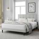 Queen Size Bed Frame, Queen Size Platform Bed Frame with Headboard, Fabric Upholstered Headboard, Sturdy Wood Slats, No Noiseless, No Springs Required, Easy to Assemble, Gray (Grey)