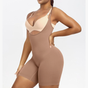 YIANNA Shapewear for Women Tummy Control Bodysuit Open Bust Mid Thigh Seamless Sculpting Body Shaper, Size M/L