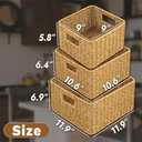 myHomeBody Wicker Storage Basket, Storage Cubes, Woven Baskets for Organizing, Resin Wicker Set of 3, Tan