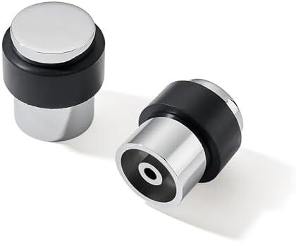 KHTUMEWARE 2 Pack 1-1/2 in Floor Door Stopper,Polished Chrome Door Stop,Wall Protector Commercial Door Bumper Wedge Decorative Cylindrical Install Door stoppers on The Floor
