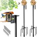 2 Pack Bird House Pole, Heavy Duty Outdoor Bird Feeder Pole with Stable 5-Prong Base, 102” Tall Adjustable Height, 1 Inch Dia Universal Mounting Stand for Yard Garden Bird Watching and Feeding