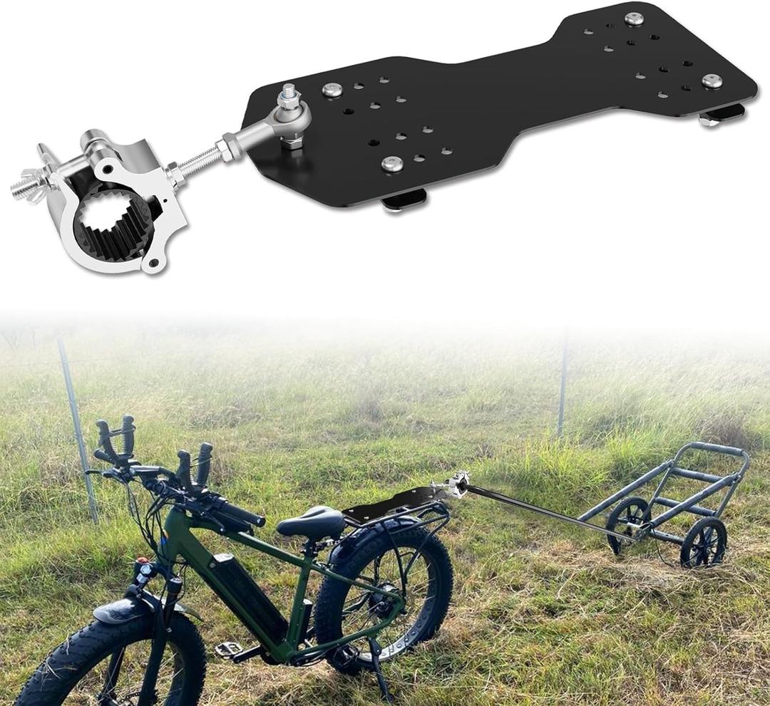 Universal Trailer Coupler Hitch for E-Bike & Bike, Heavy-Duty Cargo Connector with Multi-Hole Fit & Quick Installation, Ideal for Camping, Shopping, Pet