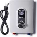 Mini Tankless Under Sink Instant Hot Water Heater Electric 3kW 120V Plug in, Enlarged LED Digital Display, Knob Control, Multi protective, IPX4, 30-55 Point of Use On Demand Water Heater, White