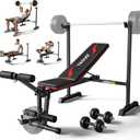 Weight Bench Set, 880LBS Adjustable Bench Press Set with Leg Extension and Barbell Rack, Safety Bar Catches, Fasting Foldable Workout Benches for Home and Gym