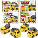24 Pack Valentines Day Gifts for Kids School - Valentines Exchange Cards for Kids Classroom - Construction Truck Vehicles Toys Card Bulk - Valentine Cards for Toddlers Boys Class Party Favors Prizes, Small