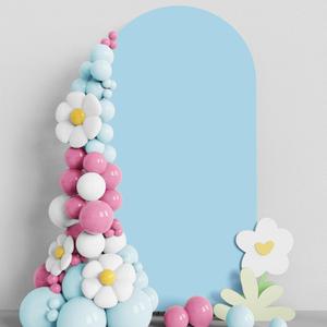 Asee'm 6.6FT Wedding Arch Cover Dusty Blue Fitted Spandex Cover 2-Sided Round Top Chiara Backdrop Stand Covers for Party Ceremony Birthday Banquet Decoration
