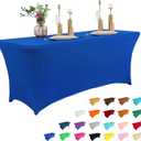 IVAPUPU 4FT Table Cloth for Rectangular Fitted Events Stretch Royal Blue Table Covers Washable Cover Spandex Tablecloth Protector for Party, Wedding, Cocktail, Banquet, Festival