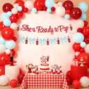 2 x Shes Ready to Pop Baby Shower Decoration She's About to Pop Banner Balloons | Retro Soda Cake Cupcake Toppers Soda Bar Baby Shower Gender Reveal Party Supplies She's About to Pop Banner Balloons