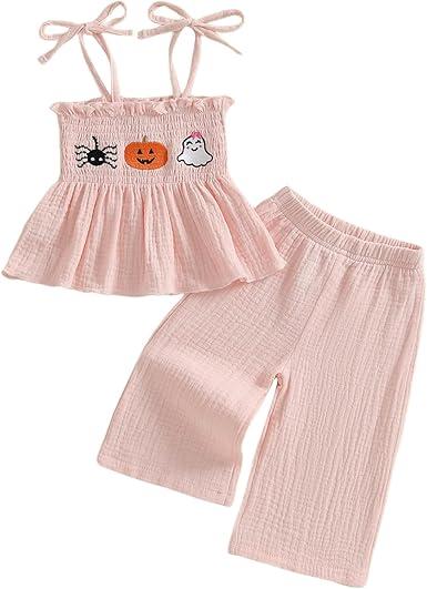 Kayotuas Halloween Toddler Girl Outfits Pumpkin Smocked Spaghetti Strap Tank Top Dress Gingham Plaid Pants Halloween Clothes, 3/4 Y Kayotuas Halloween Toddler Girl Outfits Pumpkin Smocked Spaghetti Strap Tank Top Dress Gingham Plaid Pants Halloween Clothes, 3/4 Y