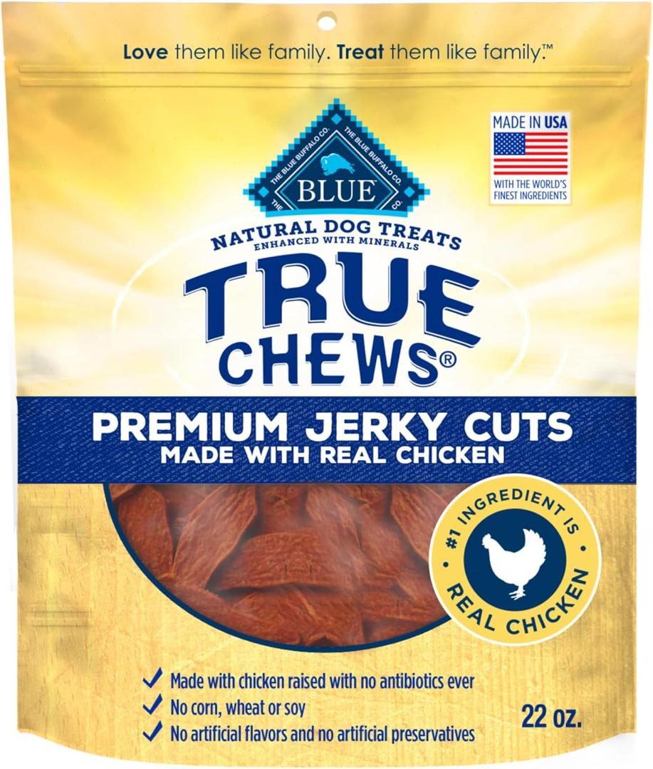 Blue Buffalo True Chews Premium Jerky Cuts Dog Treats with Natural Ingredients Chicken (EXP 02/12/27)
