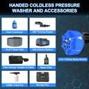 AZZUNO Cordless Pressure Washer, 850PSI Portable Pressure Washer, 4000mAh Powerful Washer with 6-in-1 Nozzle, Handheld Power Cleaner for Car, Home Cleaning & Garden Watering Blue