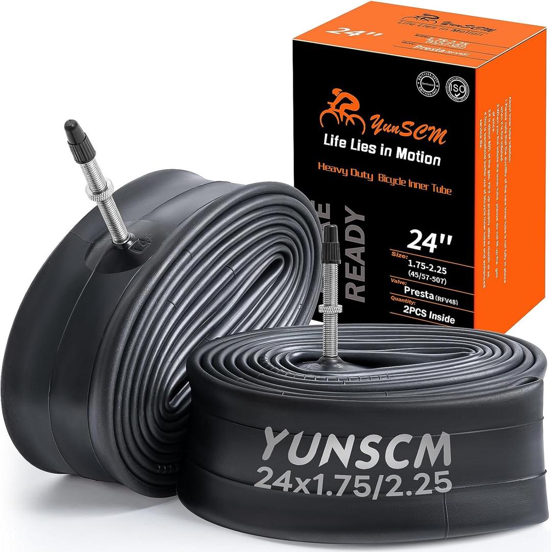2-PCS 24'' Heavy Duty/Regular Bike Tubes 24x1.75-2.25/1.75-2.125 (45/57-507) 48mm Presta Valve Inner Tubes 24'' Bicyle Tube Compatible with 24x1.75 24x1.95 24x2.125 24x2.20 24x2.25 Bike Tire Tubes