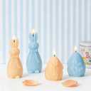 WDS WONDROUS Easter Flameless Candles Set of 4, LED Bunny & Egg Candles with Floral Embossed Design, Blue & Orange Battery Operated Candle for Home Decor, Gift for Women, Mom, Easter Decor