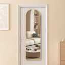 Arched Full Length Mirror, 48"x14" Gold, Tempered Shatterproof Glass & Aluminum Frame, Over Door or Wall Mounted, No Drill Installation for Bedroom, Bathroom, Closet, Entryway, Living Room Decor