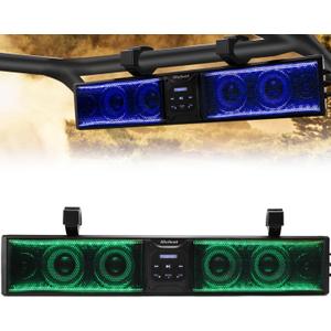 UTV Sound Bar Waterproof Bluetooth Music Sync Multicolor, 26-Inch Golf Car Sound Bar with 6-Speaker Back Light Strip, ATV Soundbar for UTV ATV Golf Cart w/1.75-2.25 Roll Bar