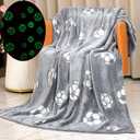 Sviuse Glow in The Dark Soccer Blanket Glow Soccer Blankets for Kids and Adults Soft Cozy Football Fans Gifts Sports Ball for Boys Men Throw Balls Decor (Glow Soccer, 50" X 60")