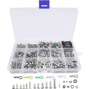 710pcs Universal RC Screw Kit 304 Stainless Steel Screws Assortment Set, Hardware Fasteners for Traxxas Axial Redcat HPI Arrma SCX10 Losi 1/8 1/10 1/12 1/16 Scale RC Cars Trucks Crawler