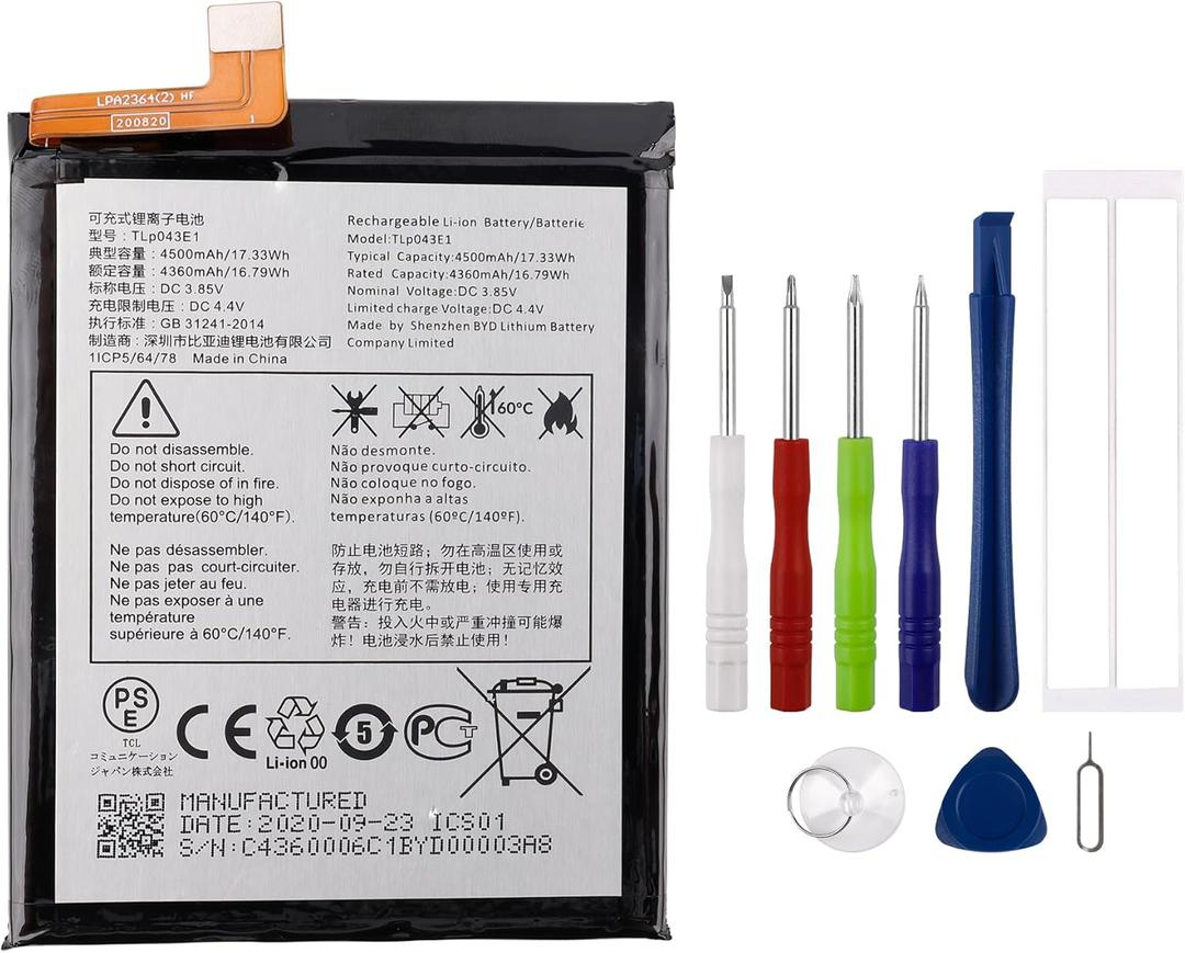 New Rechargeable Battery TLP043F1,TLP043E1,TLP043E7 Compatible with TCL-Revvl 5G T790W T790Z & TCL4X 5G T601DL & TCL30 XE 5G T767W with Tools