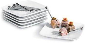 Cordon Bleu Asian 5 Square Plate White Inch Set of 4 Standard Functional