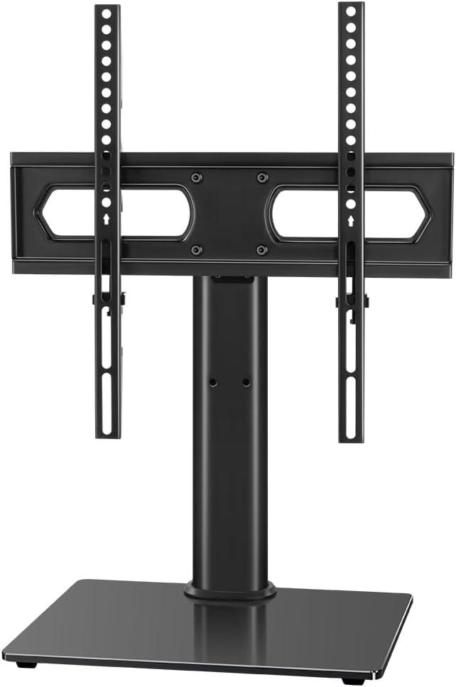 KKTONER Universal TV Stand Table Top TV Stand for 27 to 65 inch Height Adjustable TV Stand Mount with Tempered Glass Base LED tvs Max VEAS 400mm Hold up 77LBs