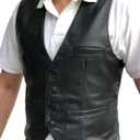 Mens Real Sheep Leather Casual Western Vintage Biker Motorcycle Cruise Riding Vest Conceal Pockets Black Slim Fit (Medium)