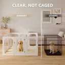Acrylic Clear Dog Playpen Indoor with Door, 26'' H Transparent Dog Play Pen for Small Dogs, No-Connector Modular Puppy Playpen with Integrated Suction Cups Base, 12 Panels, White