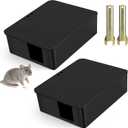 2 Pack Rat Bait Station Traps - Reusable Rodent Stations for Indoor Outdoor Garden Warehouse Garage, WeatherResistant Mouse Station Box to Fix Bait Block Keeps Rats Away Pets Safe, Dual-Entry Tunnel