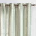 COLLACT Green Striped Linen Curtains 84 Inch Length for Living Room Farmhouse Pinstripe Pattern Curtains Light Filtering Drapes Grommet Top Window Treatments, W50 x L84, 2 Panels Sage Green on Beige