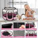 Pink Dog Playpen, Puppy Pet Cat Playpen Indoor for Small Dogs Cats, Dog Tent Crates Cage Indoor/Outdoor, Portable Pop Up Dog Kennel Playpen with Carrying Case for Dogs/Cats/Rabbits, Zipper Top
