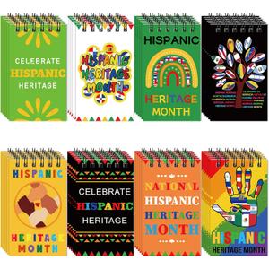 48 Pcs Mini Hispanic Heritage Notebooks Hispanic Month Theme Pocket Small Memo Pad National Heritage Month Spiral Notepads for Gift Party Favor Supplies Office
