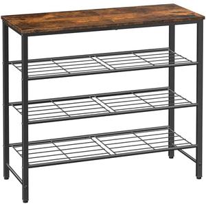 Kitsure Shoe Rack for Closet, Rustic Brown Shoe Organizer with Leveling Feet, Sturdy & Rust-Proof Shoe Storage for Entryway, Bedroom, Living Room, 29.5" x 11.4" x 24.8", Brown