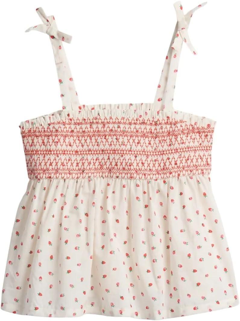 Gap Girls' Smocked Tank Top (White, M)