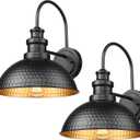 Outdoor Barn Lights, 11.4 Inch Farmhouse Exterior Lighting Fixture, Anti-Rust Waterproof Industrial Black Outside Wall Sconces, Industrial Outdoor Wall Light for Porch,Garage,Patio (Black, 2 Pack)