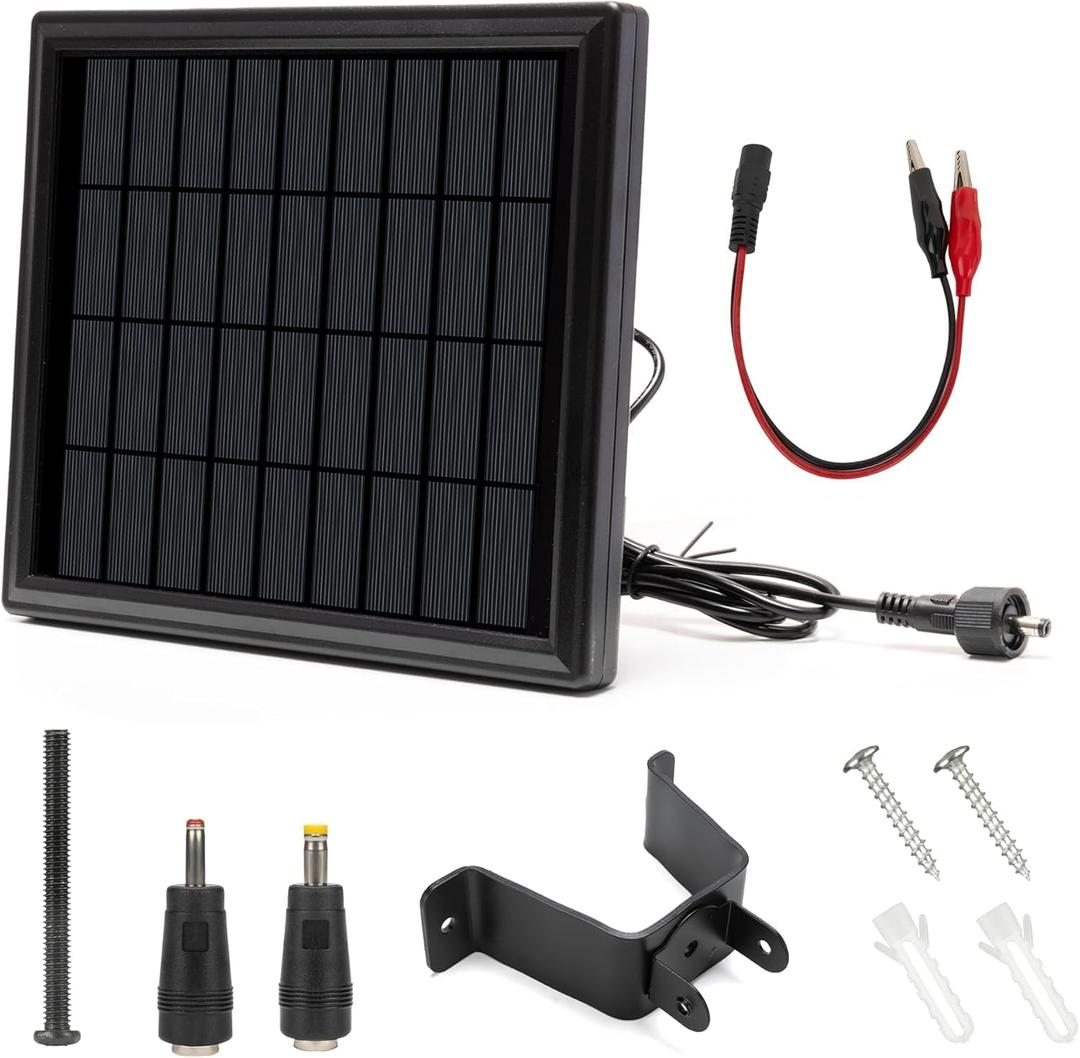 6V Solar Panel for Deer Feeder,4.5W High Efficiency Solar Panels Outdoor Waterproof IP65,Wall Mounted Kit and Alligator Clips, Tracking Cameras Fish Feeders, 6V Rechargeable Battery