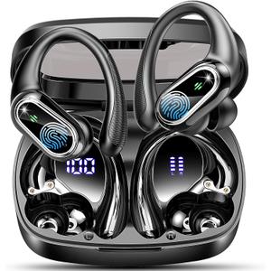 Wireless Earbuds Bluetooth Headphones, Bluetooth Earbuds Stereo Deep Bass, 50hrs Playtime Over Ear Buds and Noise Canceling Mic, Digital Display, IPX7 Waterproof Earphone for Sports/Workout/Running