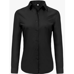 Super Soft Wrinkle Free Button Down Shirts for Women Solid Long Sleeve Striped Formal Work Dress Blouses Tops Size 2XL