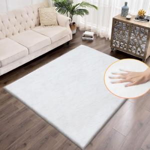 White Faux Fur Rug 5x8 Rugs for Living Room Shag Washable Area Rug Fuzzy Rugs for Bedroom Girl Room Decor Rectangle Rug (5X8 FT Rectangle)