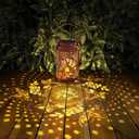 2 Pack Solar Lanterns Outdoor Waterproof, Butterfly Rose Garden Decor Birthday Gifts for Women Mom Grandma Hanging Solar Lights Metal Solar Decoration Outside for Yard, Patio, Lawn
