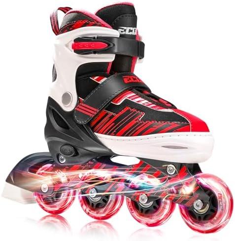 ECOO Adjustable Inline Skates Boys and Girls Ages 5-8 8-12 with Light up Wheels，Roller Skates for Kids Ages 4-12, Teen Skates for Beginner Outdoor and Indoor 36-39